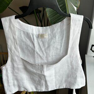 Posse Alice tank Top Womens Small/Medium 100% Linen Cropped Relaxed Fit
